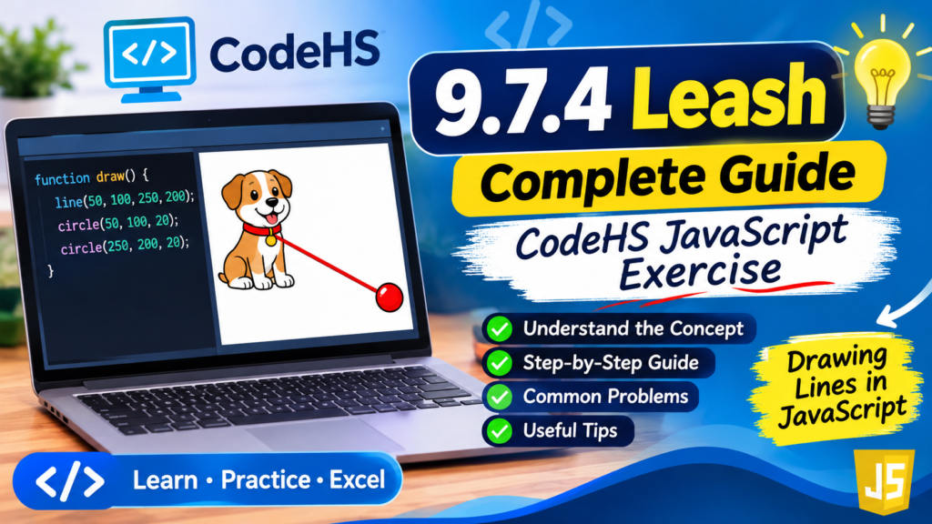9.7.4 leash CodeHS JavaScript programming exercise complete guide